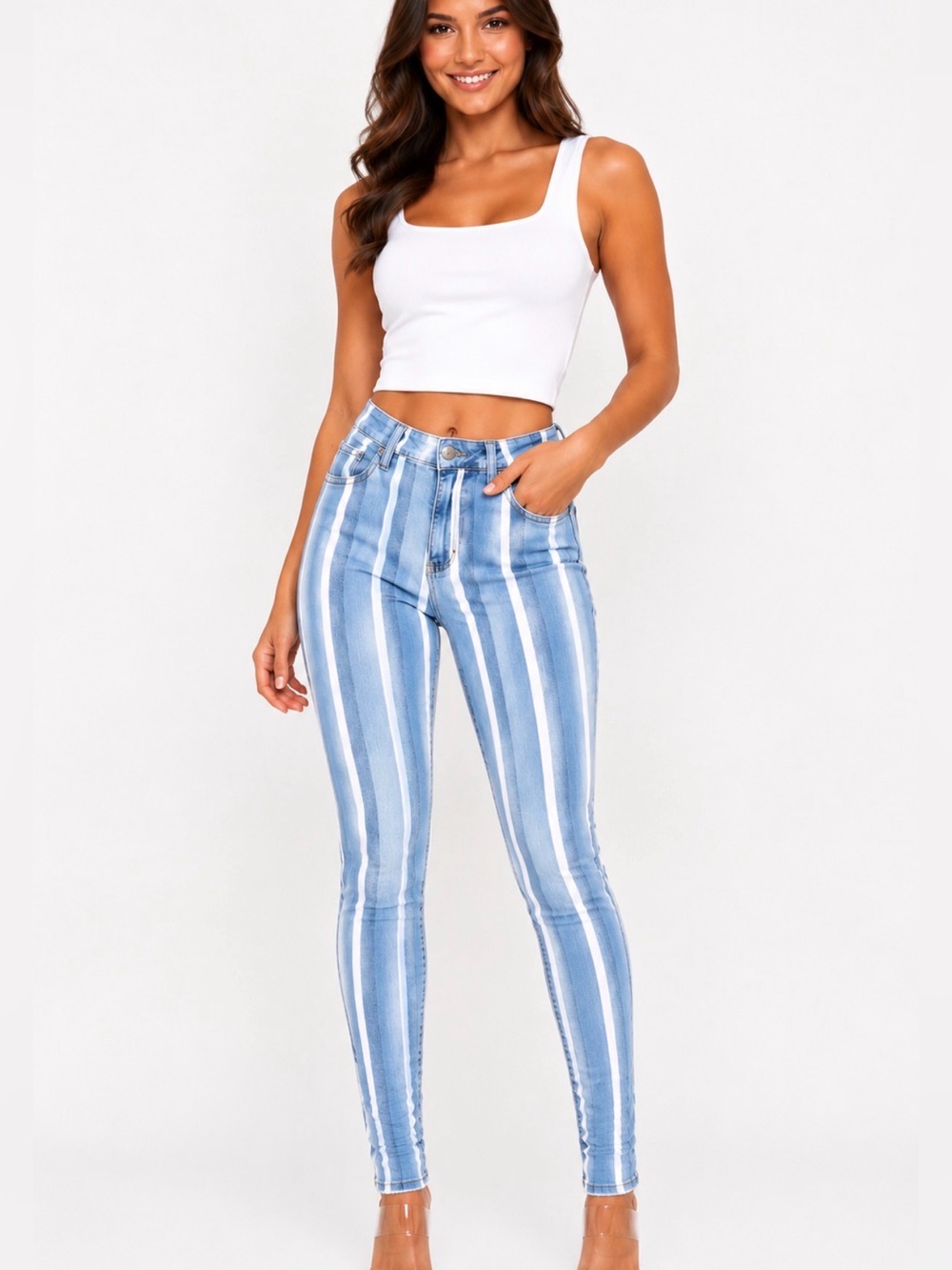 KUT From the Kloth Women’s Connie High Rise Ankle Skinny Striped Jeans Size 6